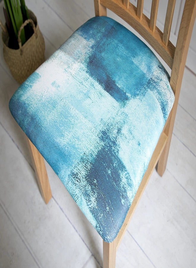 TOMWISH Chair Seat Cover for Dining Room Set of 4,Stretch Teal Chair Covers Washable Removable Turquoise Dining Chair Slipcovers Chair Seat Protector Decoration Wedding Banquet Dinner Kitchen Meeting - Image 1